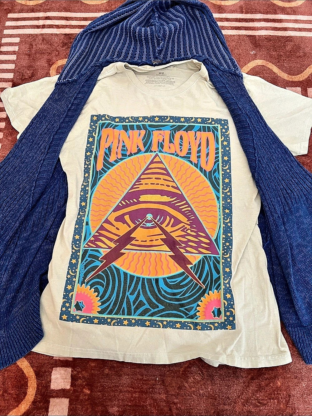 Upcycled 1 of a Kind Pink Floyd Graphic with Free People Sweater Y 2K